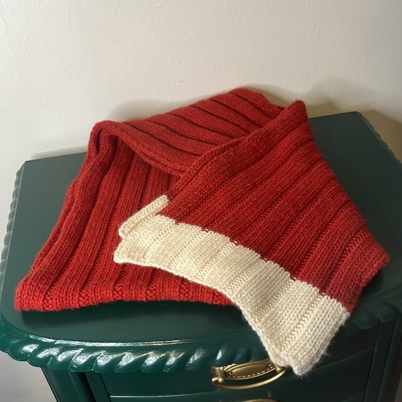 Coach Wool Angora Blend Rust Red and Ivory Scarf 58 x 7.5 - Picture 6 of 7